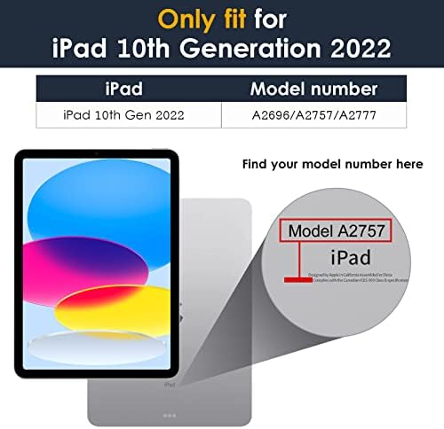 מקרה ברור של DTTO לדור העשירי של iPad 2022 - [עמיד בצהבה] כיסוי רך שקוף קליל קליל לאייפד 10.9